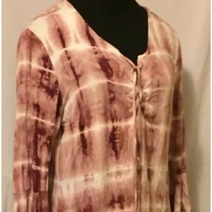 Women’s Large pink tie dyed bell sleeve blouse